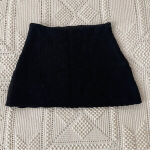 Miu Miu Black Knit Micro Mini Skirt With Scallop Hem
